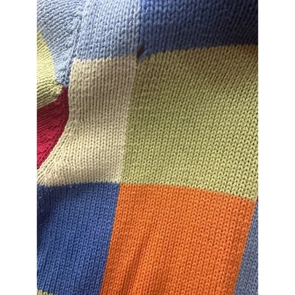 Christopher & Banks Patchwork Color Block Sweater Sz L Cardigan 90's Y2K Vintage - Picture 2 of 6